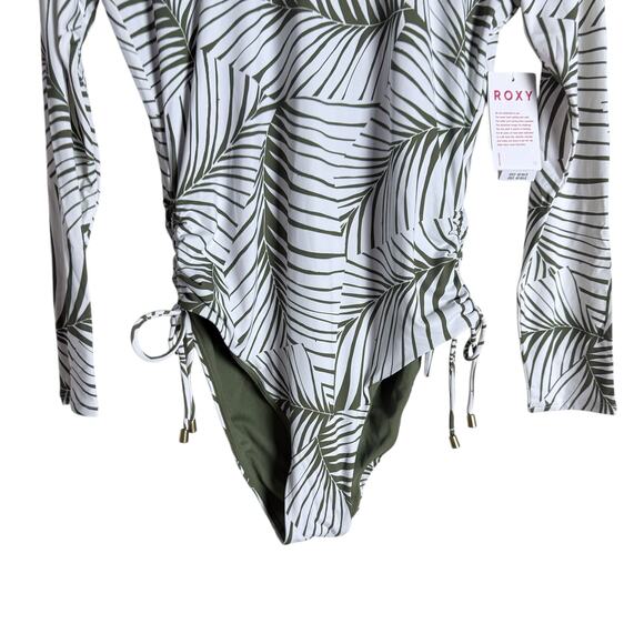 Roxy Warm Sand Long Sleeve One Piece Swimsuit in Palm Tree Dreams Size Large - Picture 5 of 13